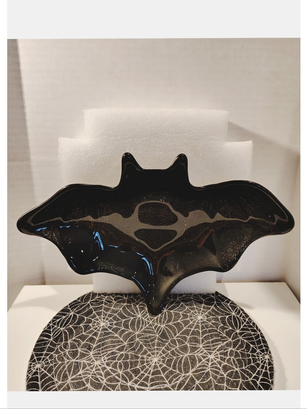 🦇 Bat Shaped 🦇 Black Glass Dish - 9.25" x 6"